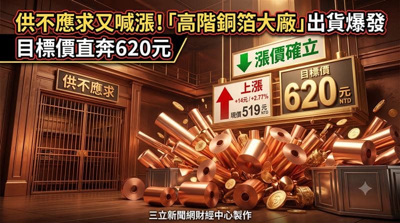 這高階銅箔大廠出貨爆發 　目標價奔620元