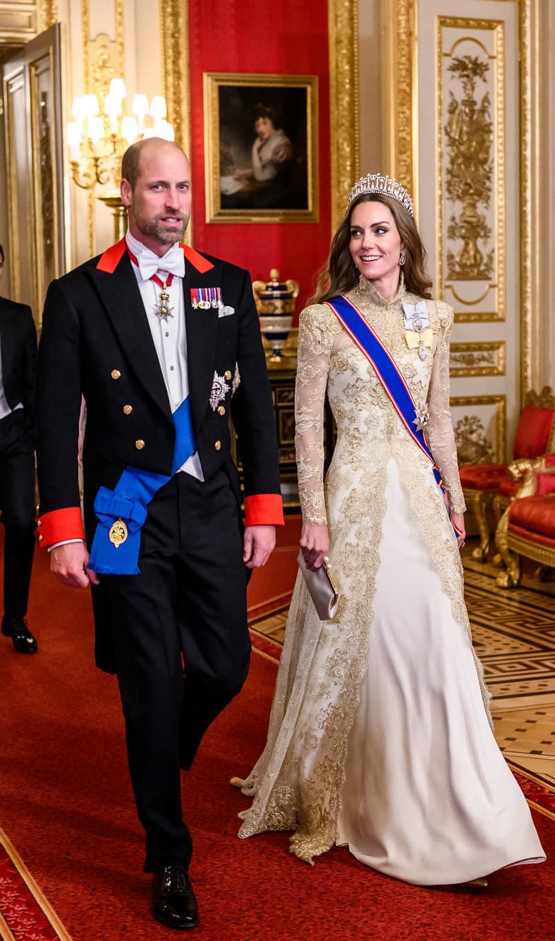 凱特王妃在國宴上穿Phillipa Lepley禮服,明艷動人。(翻攝The White House Flickr)
