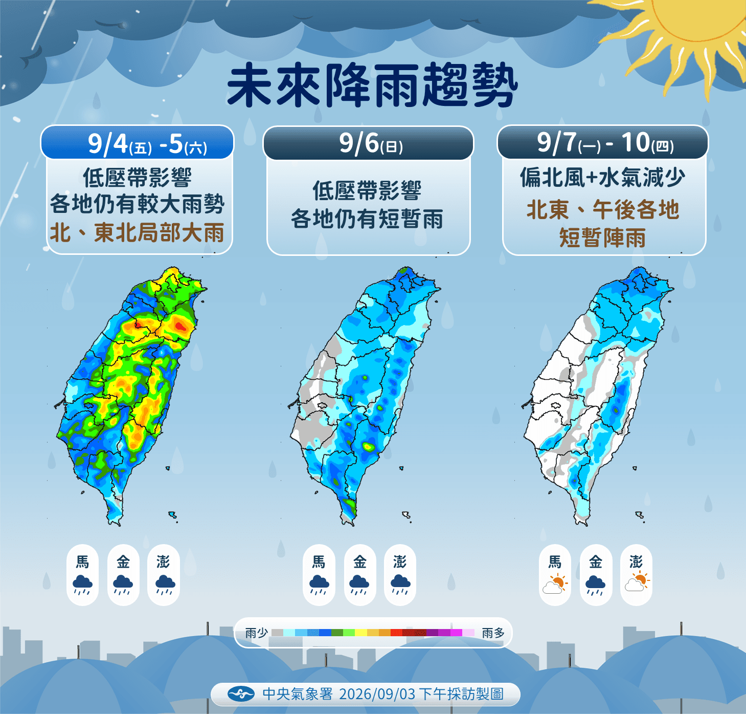 中央氣象署說明降雨趨勢。（中央氣象署提供）