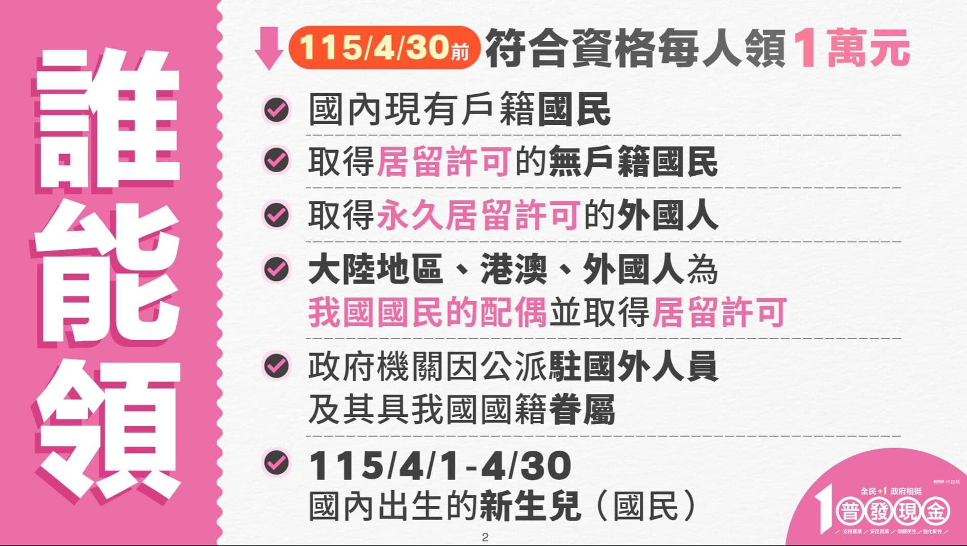 財政部清楚說明普發現金相關資訊。(翻攝自財政部官網)