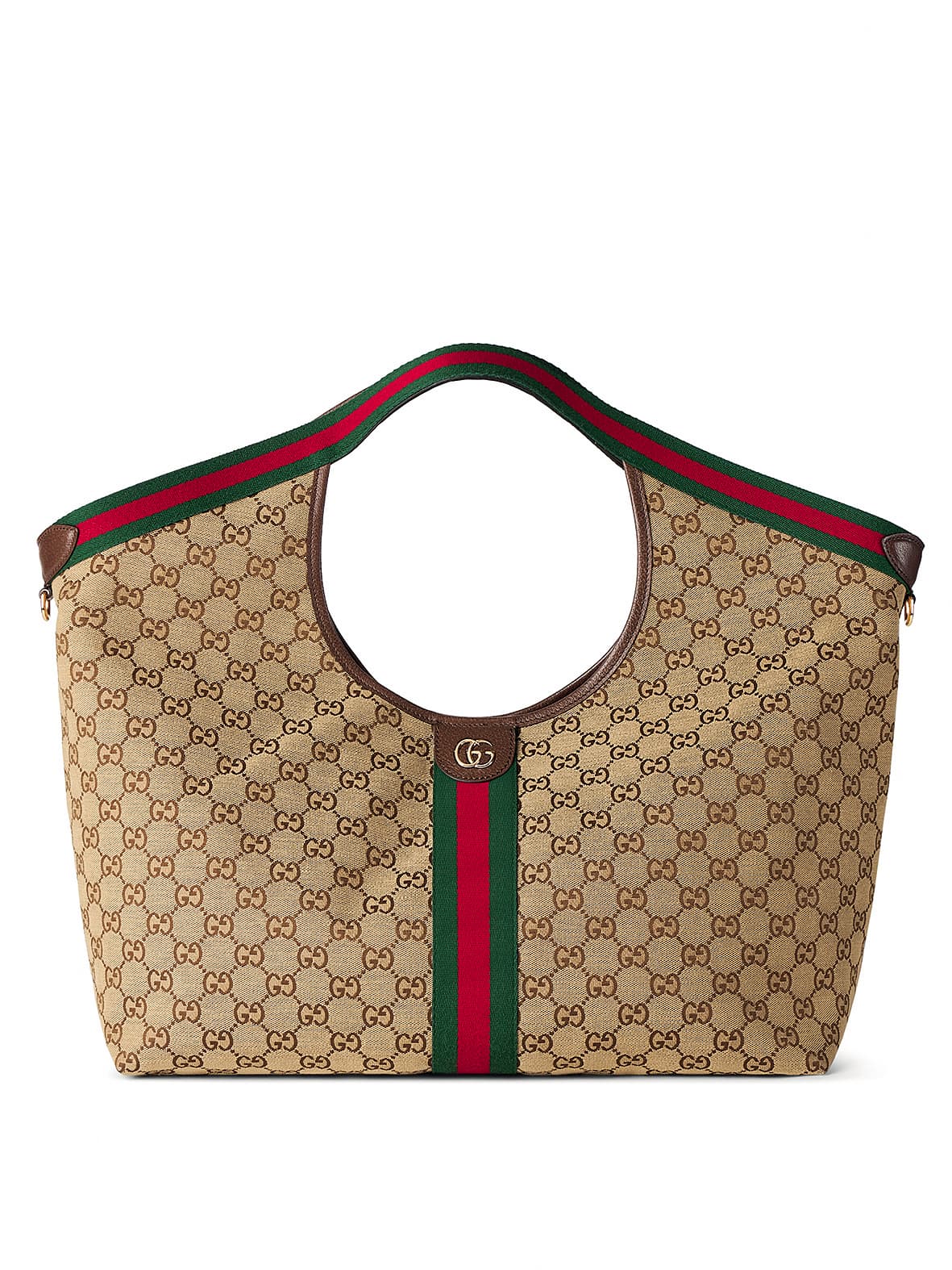 Giglio卡其色GG帆布大尺寸托特包 NT$72,500。(GUCCI提供)