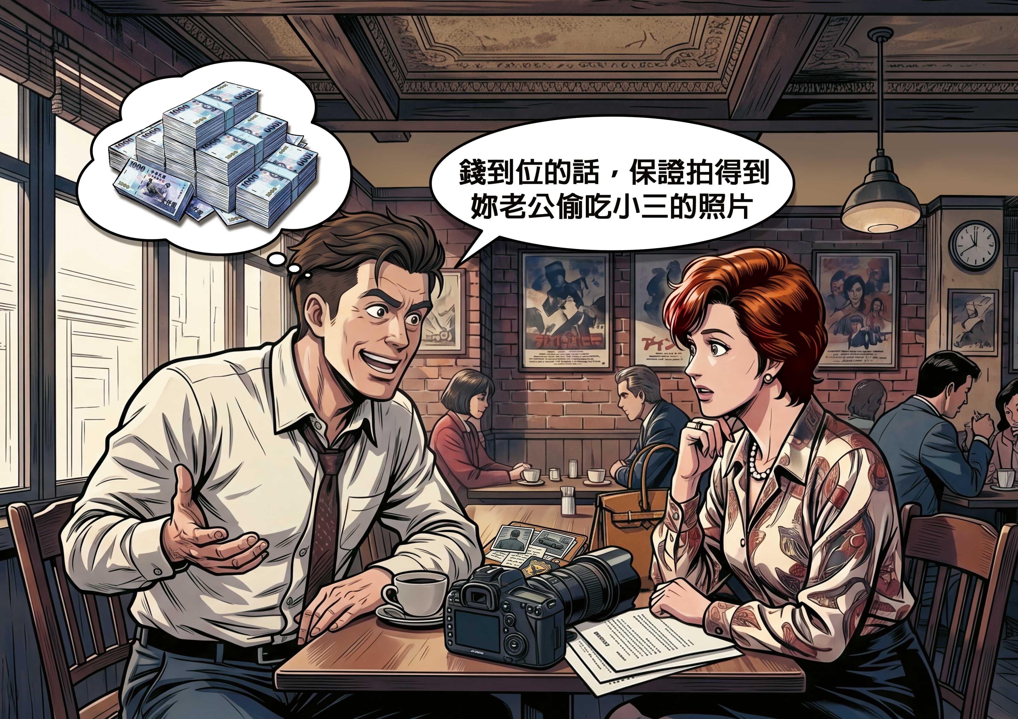 知名徵信高雄分部遭控利用話術坑騙委託人,收取鉅額費用。(AI繪圖magnific生成,本刊美術組後製)