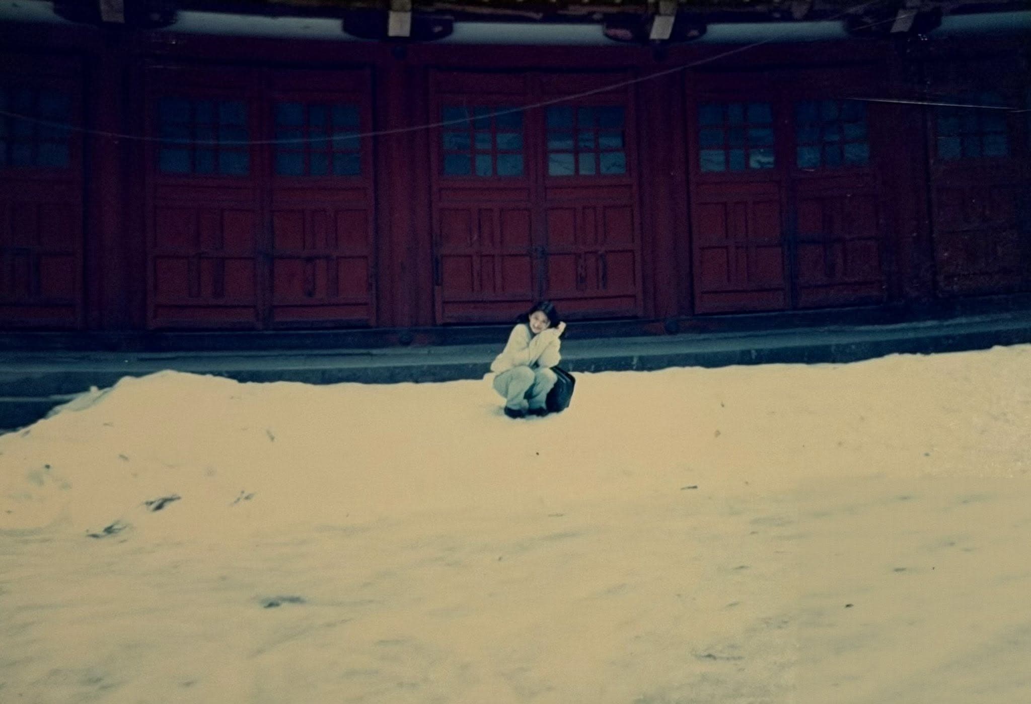 大S在雪地跌倒,痛到飆淚。(翻攝小S臉書)