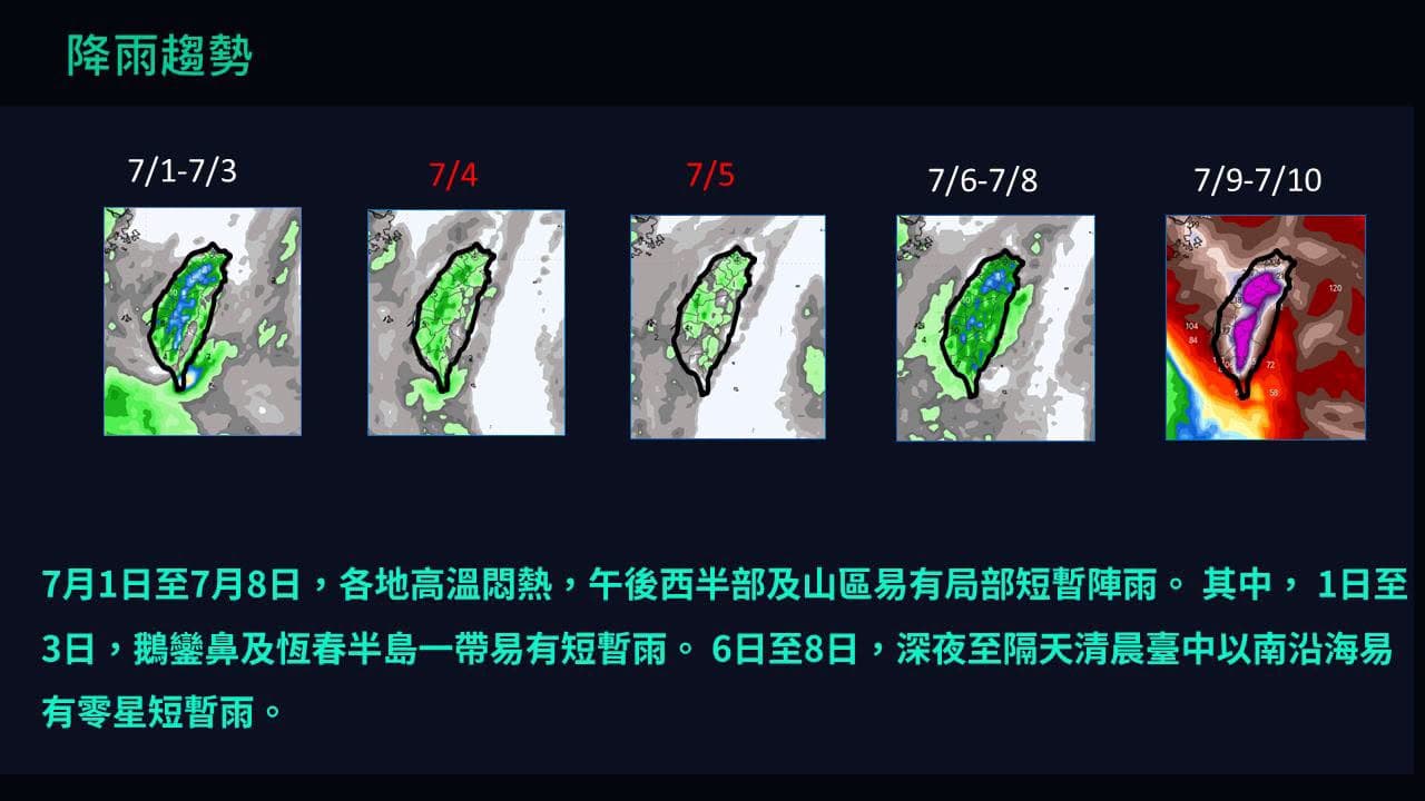 進入下週四(9日)至週五(10日)雨量可能大幅增加,甚至出現接近「紅到發紫」等級的降雨分布。(翻攝自賈新興臉書)