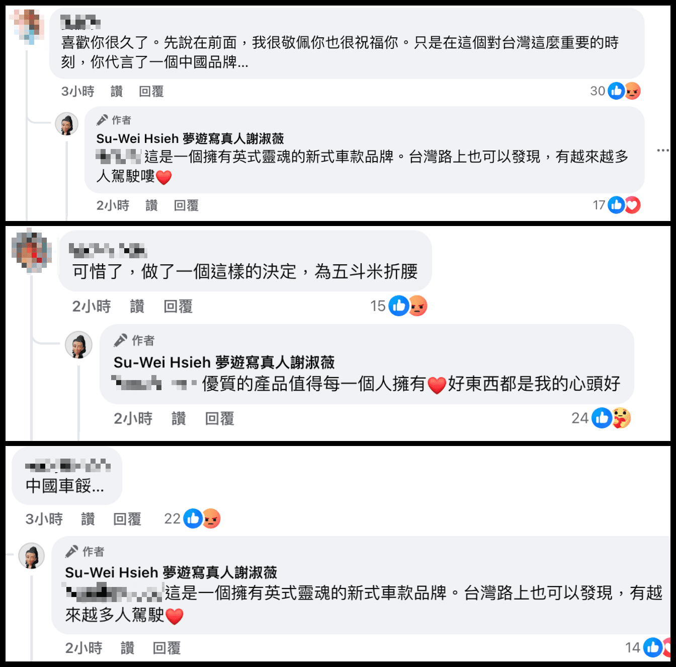 謝淑薇展現高EQ，從容不迫回應質疑她的酸民。（翻攝謝淑薇臉書）
