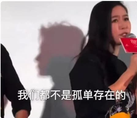 田海蓉在首映會上的舞台畫面，背後黑影意外成焦點，掀起網路激辯。（翻攝自網路）