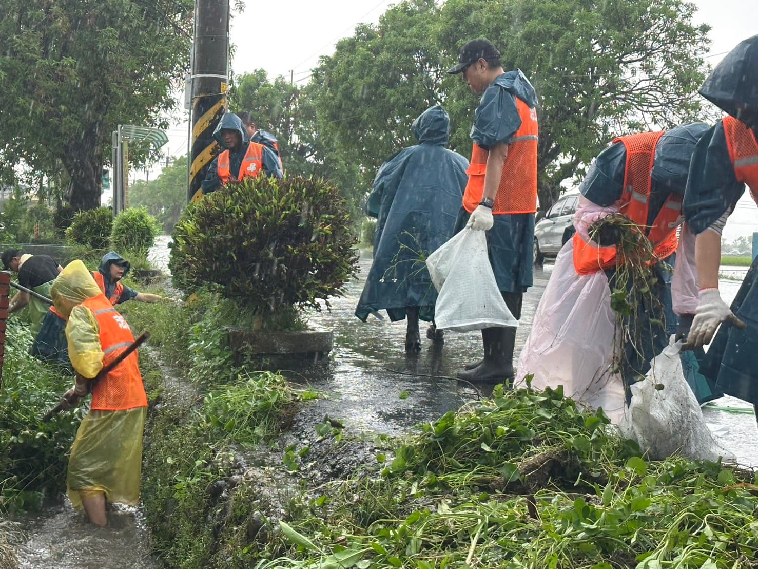 民進黨組志工團到台南後壁協助救災清淤。（民進黨提供）