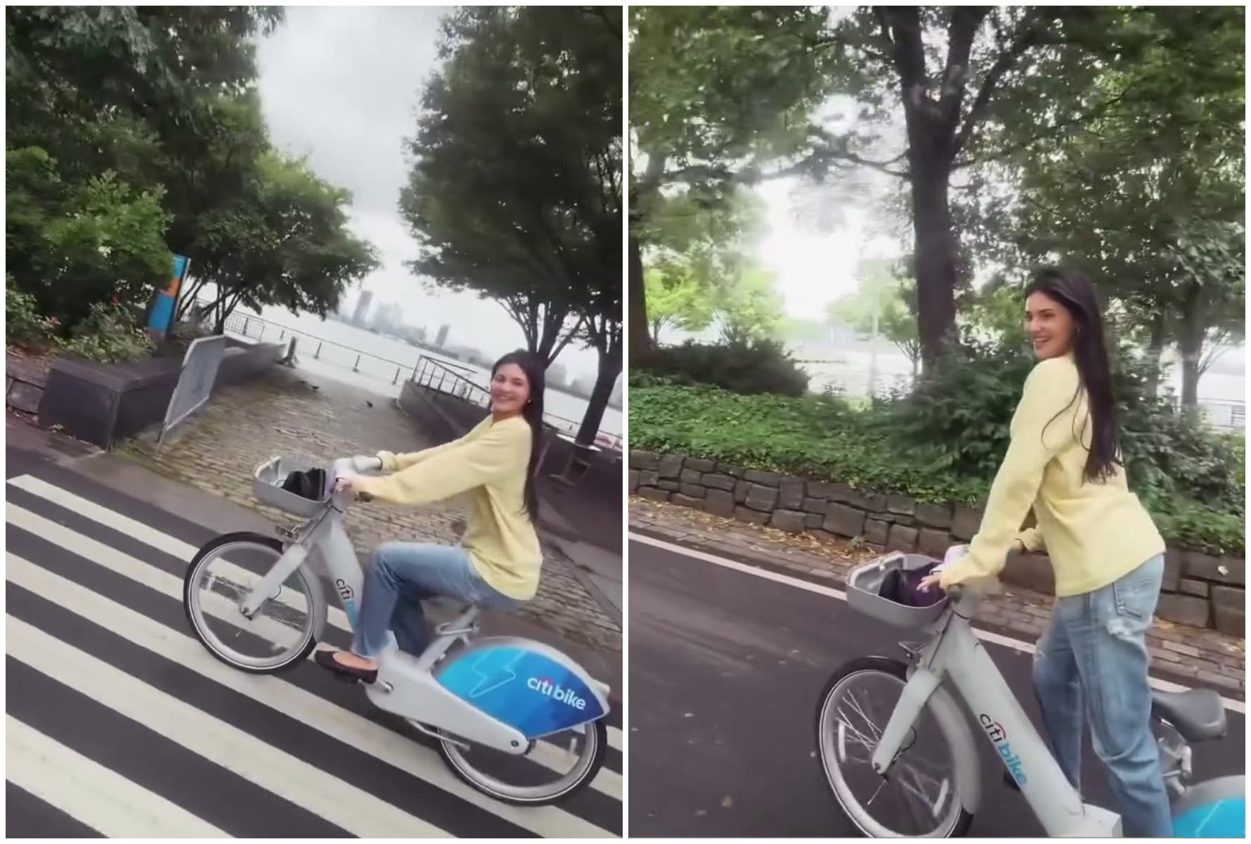 凱莉珍娜分享自己騎Citi Bike漫遊紐約街頭的畫面。(翻攝kyliejenner IG)