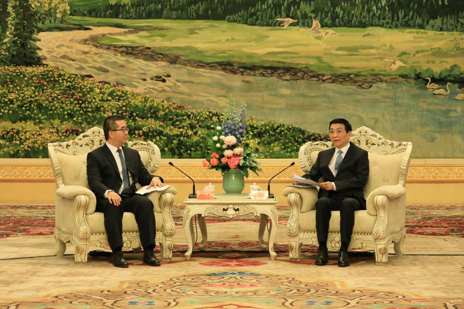 蕭旭岑2月初會見中國全國政協主席王滬寧。(國民黨提供)