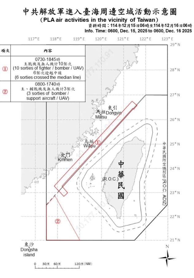 中國軍機鑑擾台。（取自國防部官網）