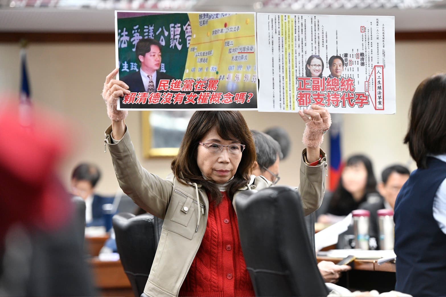 陳昭姿為了推動代理孕母,昨在立法院和朝野立委展開激烈爭論,更自爆沒有簽兩年條款。(鏡報李智為)