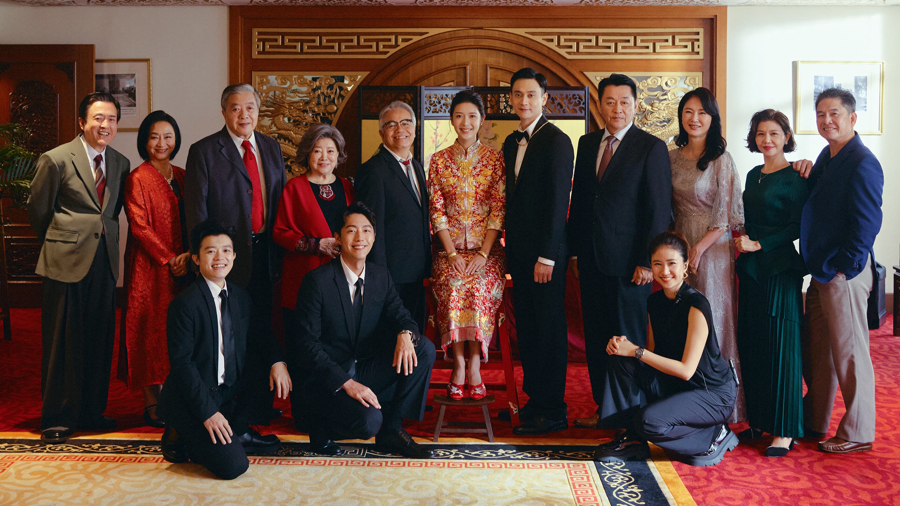 片中的文定儀式在圓山飯店的國宴廳拍攝，演員和台詞都很多，讓劇組備感壓力。 （水花電影提供）