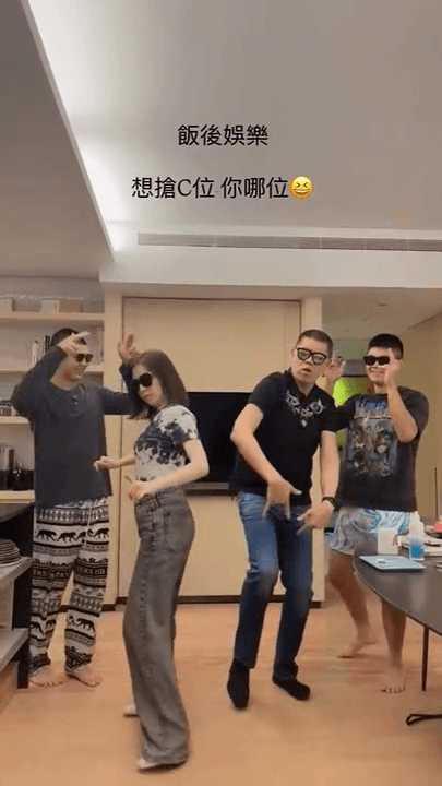 連勝文一家四口戴上墨鏡同框熱舞,氣氛歡樂。(翻攝pattytsai13 IG)