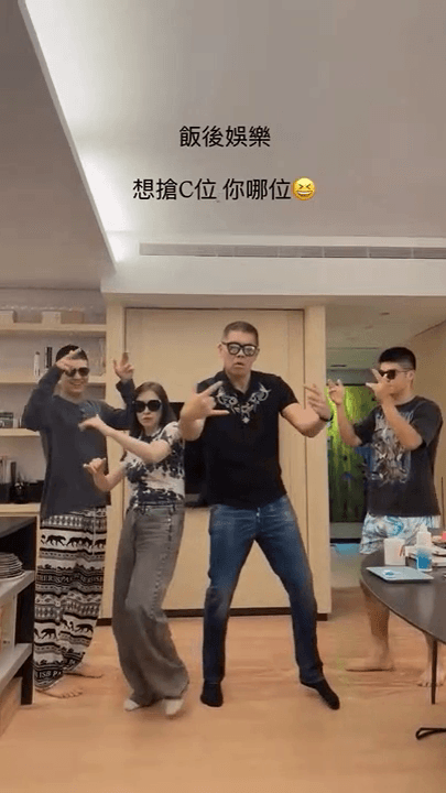 蔡依珊分享一家四口在家熱舞影片,直呼是「飯後娛樂」。(翻攝pattytsai13 IG)