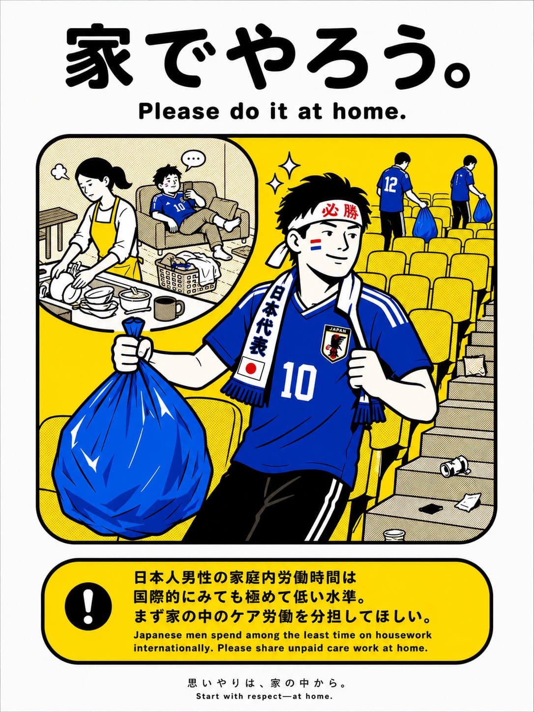 日本網友畫出日本男子的雙標生活。(翻攝自X@atsukotamada)