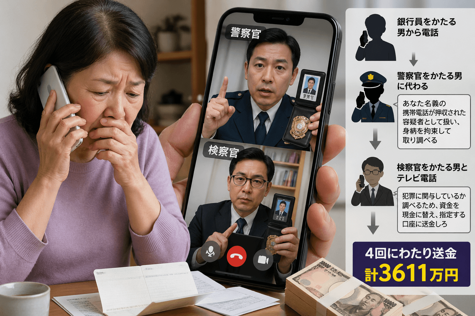 婦女被一系列話術詐騙。(ChatGPT生成AI示意圖)
